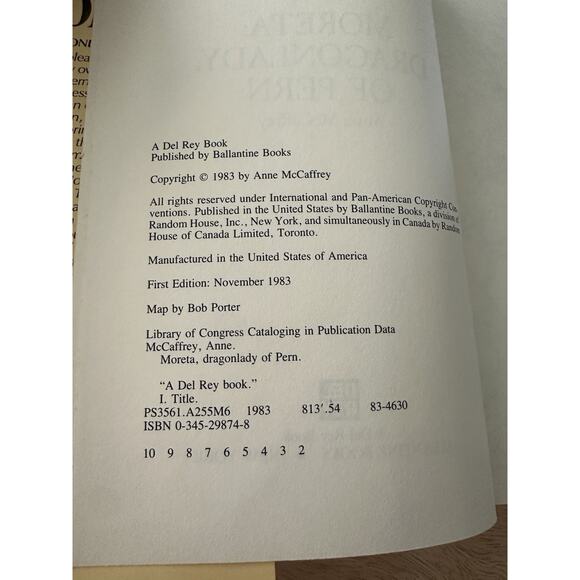 Anne McCaffrey, 2 BKS Moreta DragonLady of Pern & Nerilka's Story HC/BC/DJ/1stEd - Picture 10 of 16